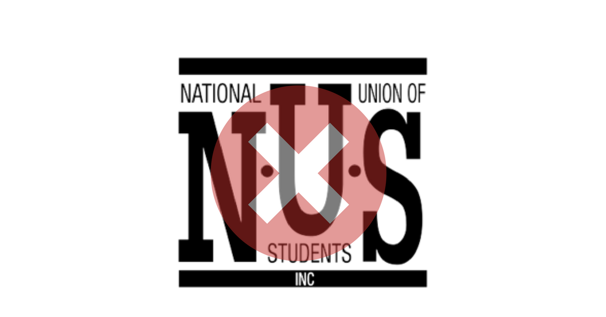 The NUS logo with crosses over it