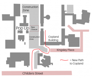 Map of the new pathway with access through kingsley place