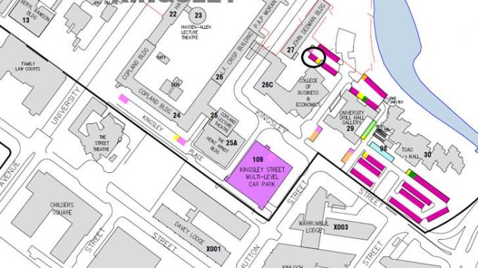 map highlighting the parking in Kingsley