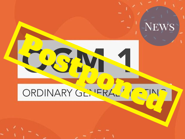 The OGM 1 graphic with a 'postponed' stamp